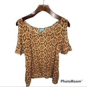 Happening in the Present Cold Shoulder Sheer Blouse